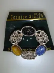 LOVELY VINTAGE GENUINE SCARAB & MARCASITE PIN! NEW W/TAGS!