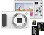 4K Digital Camera Digital Video Camera 48MP Dual Lens 2.8 Inch IPS Screen Auto Focus 16X Digital Built-in Flash with 2pcs Batteries 32GB TF Card Birthday Festival Students Teenagers