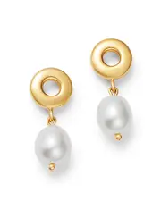 Bloomingdale's Fine Collection Cultured Freshwater Pearl & Circle Drop Earrings in 14K Yellow Gold