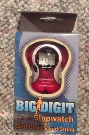 Big Digit Quartz Stopwatch with Safety Locked String