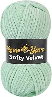 [Rome Yarn] Softy 100g - 120m Velvet Yarn | 100% Micro Polyester | Chenille Yarn | Velvet Lux Yarn | Chunky Yarn | Soft Yarn | Fluffy Yarn | Bulky Yarn | Thick Yarn | (1 Skein, 903 Mint Green)
