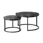 NNEED Set of 2 Nesting Coffee Table Round Marble Black