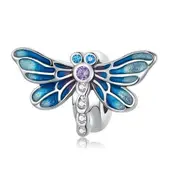 Sterling Silver Non slip Spacer Sparkly Aqua Dragonfly Charm - AVILIA Designs