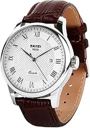 [Aposon] Mens Quartz Watch Roman Numeral Business Casual Fashion Analog Wrist watch Classic Calendar Date Window Waterproof 30M Water Resistant Comfortable PU Leather Watches -Brown