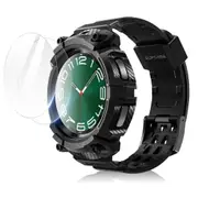 Rugged Protective Case with Strap Bands & 2pcs Screen Protector for Samsung Galaxy Watch 6 (2023)