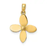 14K Yellow Gold 3-D W/ 4 Blades Propeller Charm