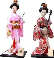 Set 2 Pieces Traditional Japanese Dolls Geisha Girl Geiko Kimono Ancient Doll Home Collection Art Decoration,A1,12 inch/4161 (Color : B35, Size : 12 inch)