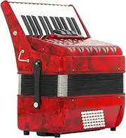 26 Keys 48 Bass Piano Accordion, Hand Keyboard Rhythm Training Spring Instrument, with Strap and Accordion Backpack, Fascinating Softer Sound
