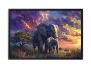 Elephant Mother & Child Framed Print Fine Art Poster Print