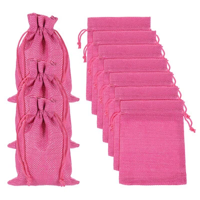 20 Pcs Burlap Bags with Drawstring, 4 x 5.5 Inch Favor Sacks, Rose Red