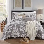 Luxury Quilted 100% Cotton Coverlet/Bedspread Set Quilt Queen King Size Bed 230x250cm 136# Grey