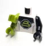 Lego - Minifigure Torso - Green White, Black Tron, Mutant/Creature/Alien, 3 Arms
