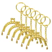 6Pcs Metal Purse Frame with Key Ring, 2" Kiss Lock Clasp Frame Embossed(Gold)