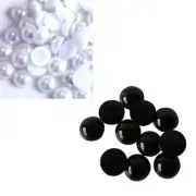 50pcs Imitation ABS Pearl Beads Flat Back 14-16mm Black White Cabochon