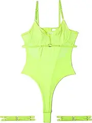 [Zylphorix] Women Lace Lingerie Bodysuit One Piece Mesh Babydoll Teddy Underwire Hollow Out V Neck Underwear Bodysuits