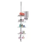 Luxury Tension Pole 4 Shelf Corner Shower Bath Tub Caddy Telescopic Metal Spring