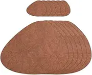 AHHFSMEI Placemats Set of 6 Faux Leather Place mats for Dining Table Heat-Resistant Non-Slip Washable Waterproof Coffee Mats Easy Clean Table Mats and 6 Coasters(Brown)