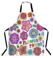 Flower Power Apron for Women Men Adjustable Apron Cooking Kitchen Chef Apron ...