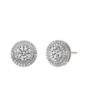 Genevive Silver CZ Halo Studs