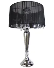 Lalia Home Trendy Romantic Sheer Shade Table Lamp With Hanging Crystals
