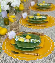 8 Piece High Tea Round Yellow Placemat And Napkin Set