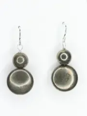 Pyrite 14mm Coin Natural Golden Gemstone .925 Sterling Silver Earrings 1.25"