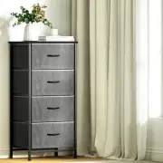 Artiss Chest of4 Drawers Tower Storage Dresser Tallboy With Adjustable Feet Grey