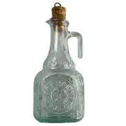 Blue Tint Glass Oil Bottle w/ Cork and Handle Sun & Moon 8 Oz Bormioli Rocco New