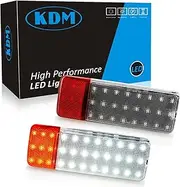 KDM LED Interior Door Panel Courtesy Light Assembly Fit for 1992-1996 Ford F150 F250 Bronco,1992-1997 F350,6000White with Red Door Warning Footwell Lamp,2Pack