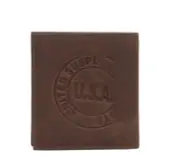 Myra Bag Tri Fold Wallet Matter Men’s Leather 5857 Hand stamped USA
