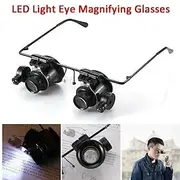 20X LED Magnifier Glasses Double Eye Jewelery Watch Repair Tools Lamp Loupes Eyewear Magnifying Glass Light