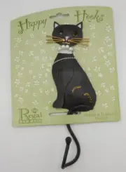 Regal Art & Gift Happy Hooks Black Cat Tail Hook with Pearls NIP 8" Wall Hanging