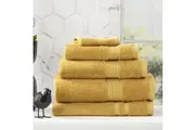 5pc Renee Taylor Stella Bath Towel Mat Set Soft Bamboo Cotton 650 GSM Mustard