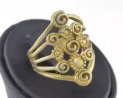 Flowers Ring Adjustable Raw brass (19.5mm 9.5US inner size) 4417