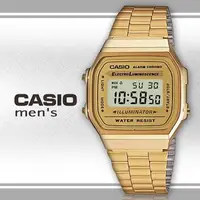 在飛比找森森購物網優惠-【CASIO 卡西歐】日系-時尚復古風金色 不銹鋼電子錶(A