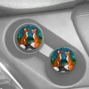 FOX & THE HOUND TODD & VIXEY CUSTOM SANDSTONE CAR COASTERS ABSORBENT SET (2)
