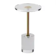 VEVOR Clear Acrylic End Table, Acrylic Side Table with a Solid Base, 11.9 x 11.9 inch Round Tabletop, 21.4 inch High, for Coffee, Drink, Food, Snack u