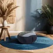 MANGO TREES 40cm Round Meditation Cushion Zafu Ottoman Kapok Filled BlueEle