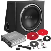 BPKG112v2 600W Peak Single 12" Ported Subwoofer Package Amplifier & Wiring Kit
