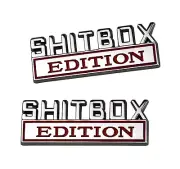 2pcs Metal Shitbox CAR Emblem For Silverado 1500 2500 3500 (Chrome Red)