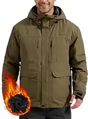 [FREE SOLDIER] Men's Waterproof Ski Jacket Fleece Lined Warm Winter Snow Coat with Hood Fully Taped Seams