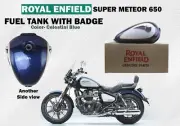 Celestial Blue Fuel Tank With Badge "Royal Enfield Super Meteor 650"