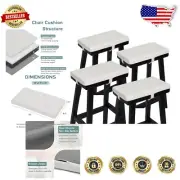 Durable Machine Washable Bar Stool Cushions - Set of 4 White Non-Slip Pads