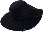 [Owl's-Yard] Women Wide Brimmed Dome Hat,Foldable Retro Floppy Fedora Hat,Panama Felt Bowler Sun Cap Vintage Bow Fedora Hats