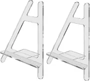HAMPPLIES 2Pcs Transparent Acrylic Display Stands for Plates Photo Frames and Mobile Devices Elegant Tabletop Easel Holders for Home Decoration and Showcasing Items
