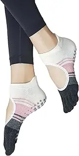 [BEWITU] Pilates Socks With Non-Slip And Full-Toe For Women，Ideal For Various Fitness Activities Including Ballet, Yoga, And Dance，Yoga Socks With Grips For Women, Beige, One Size