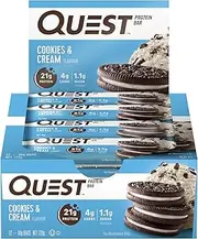 Quest Nutrition Cookies and Cream Protein Bar, High Protein, Low Carb, Keto Friendly, 12 Count