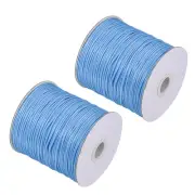 2pcs Beading Thread Bracelet Weave Craft Cord 1.5mm 158M/Roll, Light Blue