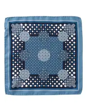 [Cambridge] Polkadot Geo Silk Pocket Square in Denim