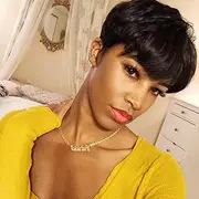 Creamily Pixie Cut Wig for Women Short Human Hair Wig Pixie Cut Wig with Bangs Short Black Human Hair Wigs for Women Layered Wavy Daily Use 1B Color